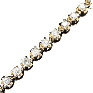 Bracelet ligne en or jaune 18k avec 2.60 Cts de Diamants brillants Extrablancs.