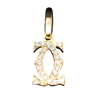 Pendentif Cartier Charms Double C Or jaune 18k Diamants de 1999.