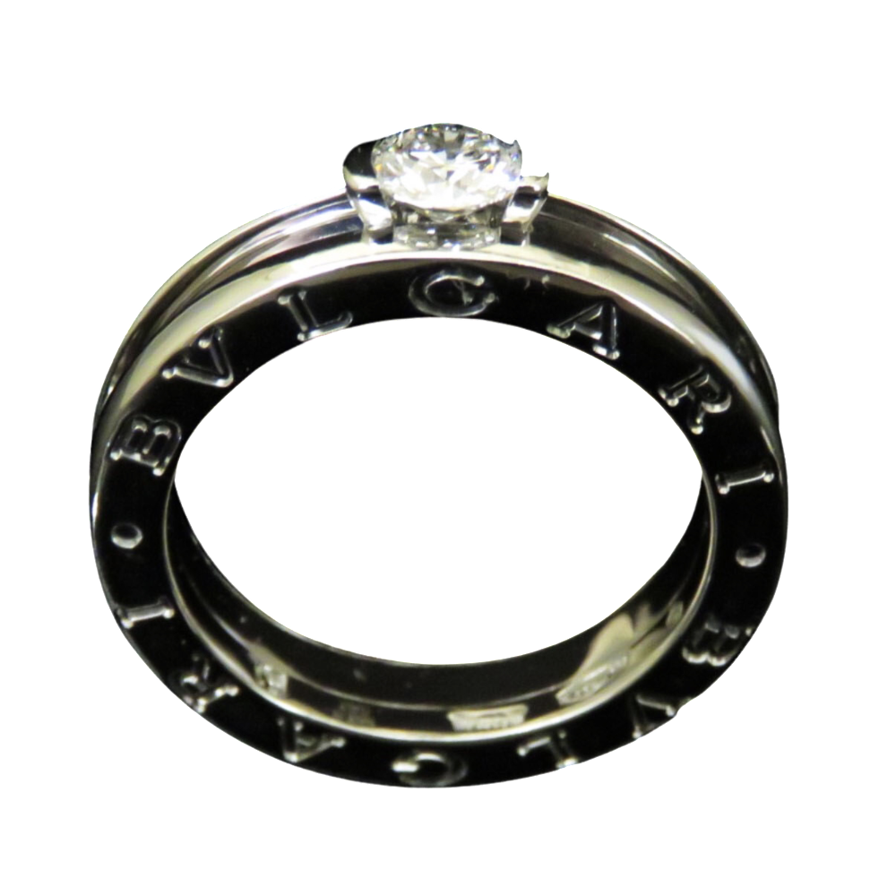 Solitaire Bulgari en Or Gris 18 Cts modèle "B-Zero" Diamant 0.30 Cts E-VVS2 .Taille 51.  