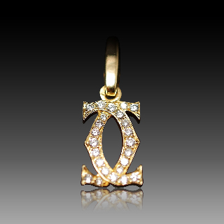 Pendentif Cartier Charms Double C Or jaune 18k Diamants de 1999.