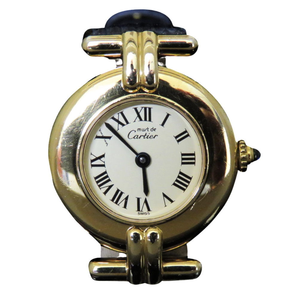 Montre Cartier Dame "Must Ronde" Vermeil Vers 1990. Quartz Montre Cartier Dame "Must Ronde" Vermeil Vers 1990. Quartz