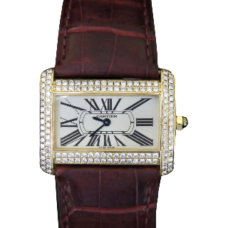 Montre Cartier Divan Dame Diamants Or Jaune 18k Petit modèle de 2003.