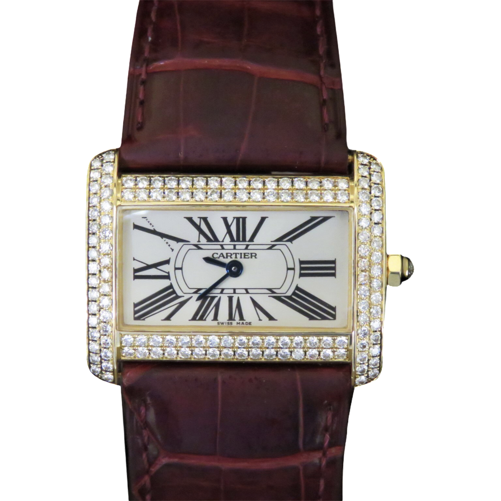 Montre Cartier Divan Dame Diamants Or Jaune 18k Petit modèle de 2003.