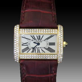 Montre Cartier Divan Dame Diamants Or Jaune 18k Petit modèle de 2003.