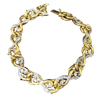 Bracelet en or jaune 18 carats Napoléon III avec roses de diamant . 