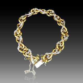 Bracelet en or jaune 18 carats Napoléon III avec roses de diamant . 