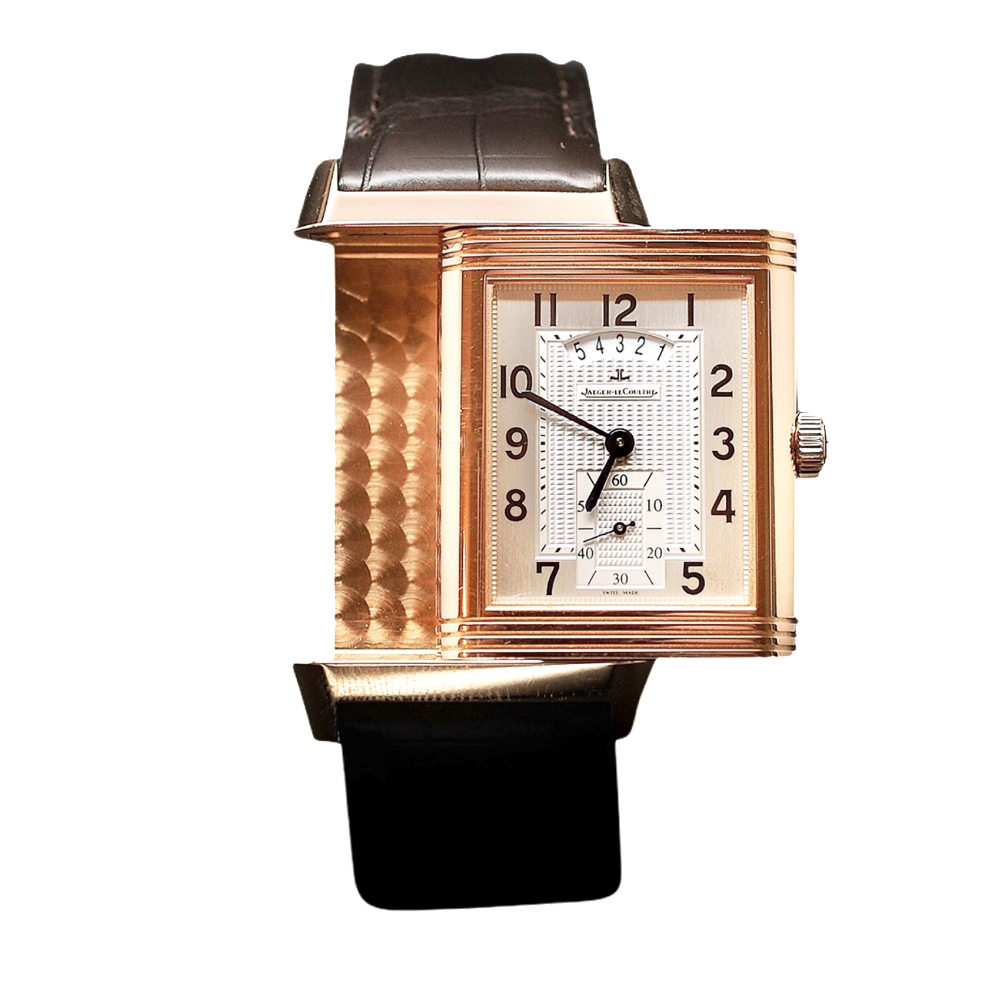 Montre Jaeger LeCoultre Reverso 986 Duodate Or rose 18k Mécanique de 2012.