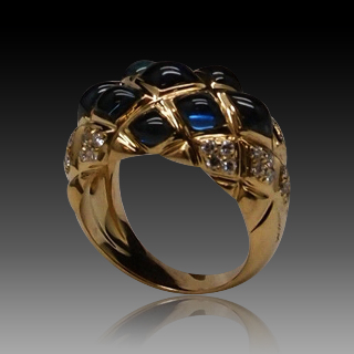 Bague Chaumet en Or jaune 18k Saphirs et brillants "les belles cordelieres"  en Taille 52.