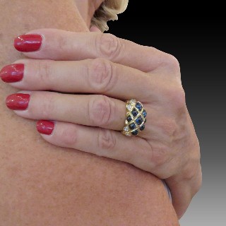 Bague Chaumet en Or jaune 18k Saphirs et brillants "les belles cordelieres"  en Taille 52.