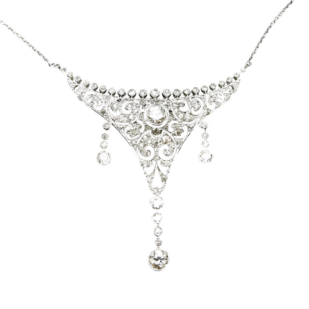 Collier Pendentif en Platine Vers 1920 avec 2,0 Cts de Diamants.