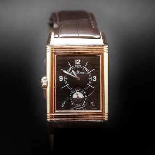 Montre Jaeger LeCoultre Reverso 986 Duodate Or rose 18k Mécanique de 2012.