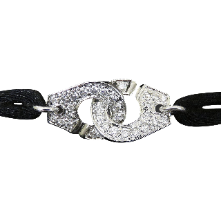 Bracelet DinhVan Menottes R12 Grand modèle Or Gris 18 k et diamants . Bracelet DinhVan Menottes R12 Grand modèle Or Gris 18 k et diamants .