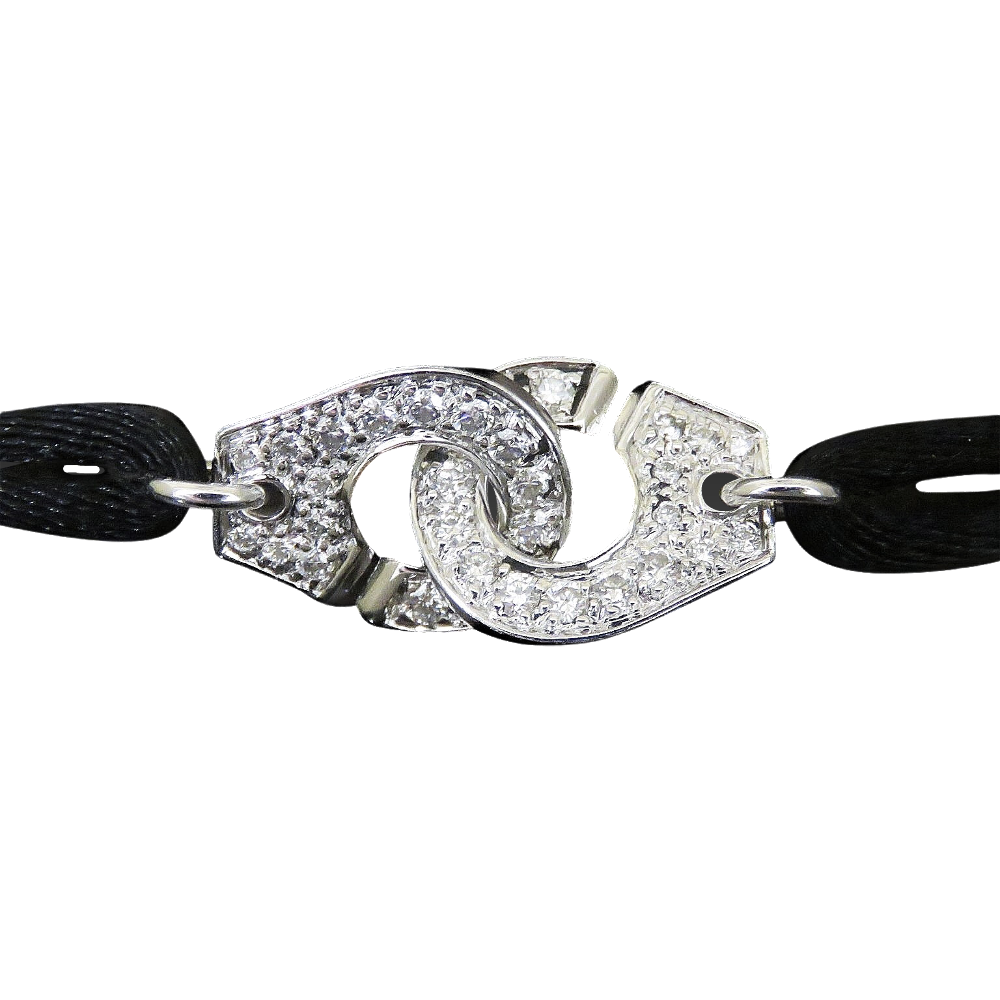 Bracelet DinhVan Menottes R12 Grand modèle Or Gris 18 k et diamants . Bracelet DinhVan Menottes R12 Grand modèle Or Gris 18 k et diamants .