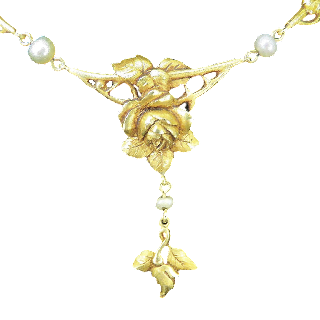 Collier Draperie Napoléon III en or jaune 18k et perles fines . Collier Draperie Napoléon III en or jaune 18k et perles fines .
