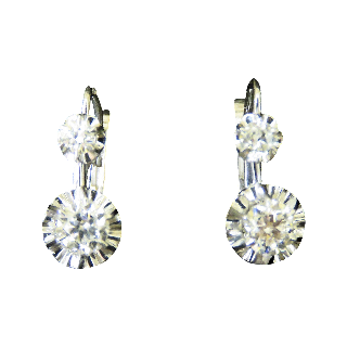  Boucles d'oreilles Dormeuses en or gris 18k et Platine vers 1960 avec Diamants 0,90 Cts