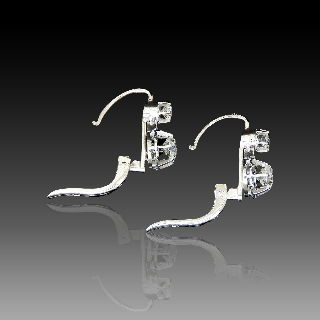  Boucles d'oreilles Dormeuses en or gris 18k et Platine vers 1960 avec Diamants 0,90 Cts