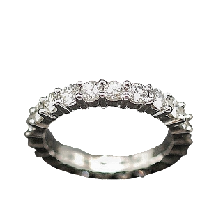 Alliance or gris 18k avec 1.70 Cts Diamants Brillants . Taille 53.