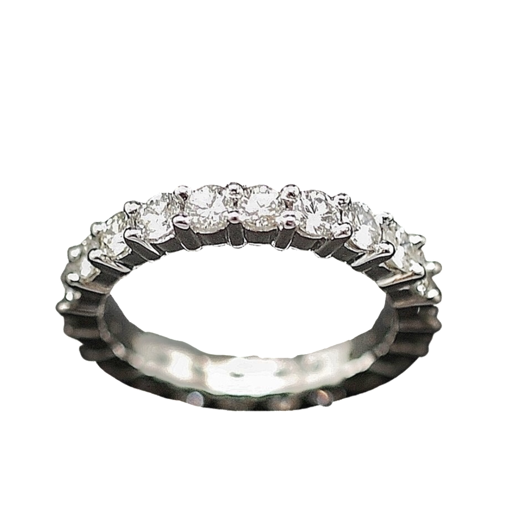 Alliance or gris 18k avec 1.70 Cts Diamants Brillants . Taille 53.