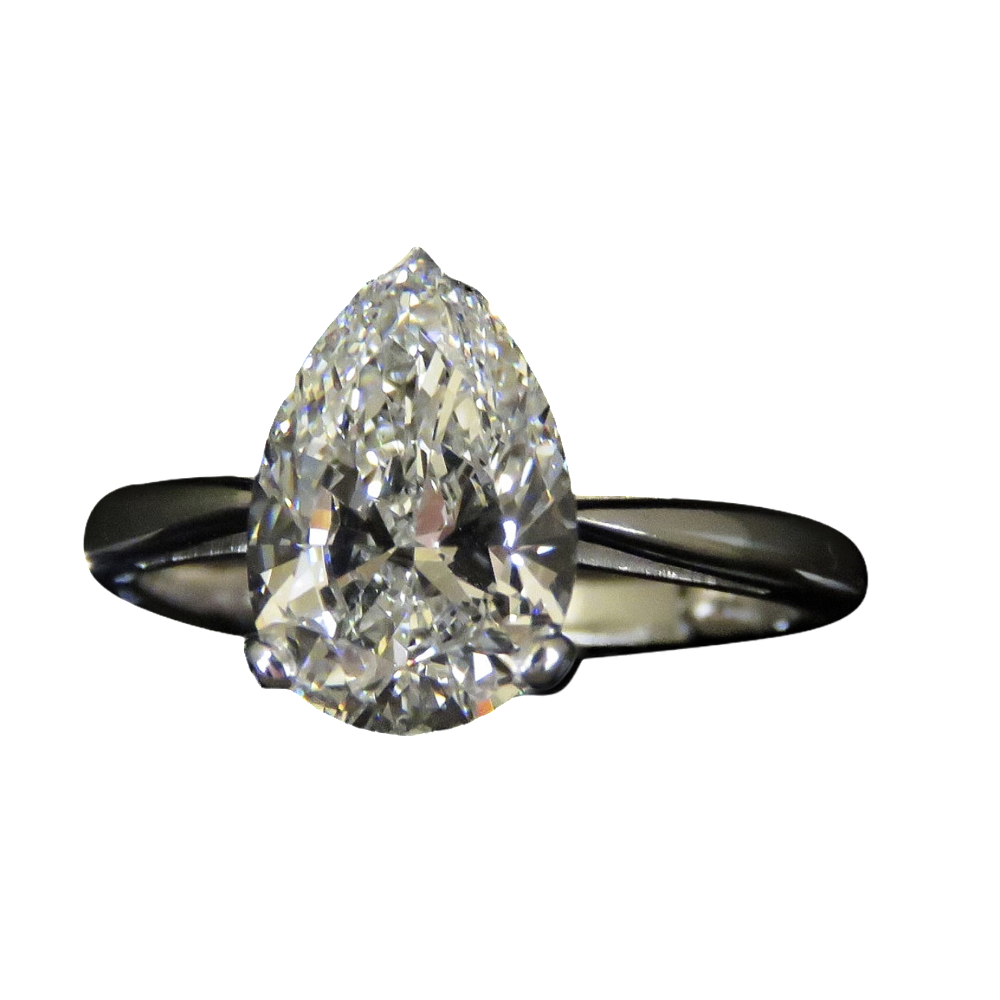 Solitaire en or gris 18k avec Diamant Poire de 2,58 Ct. G/VVS2 (HRD) Solitaire en or gris 18k avec Diamant Poire de 2,58 Ct. G/VVS2 (HRD)