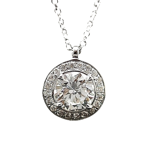 Collier Pendentif avec Diamant de 0.46 Cts F-VS1 +  0.08 Cts Or 18 Cts. 