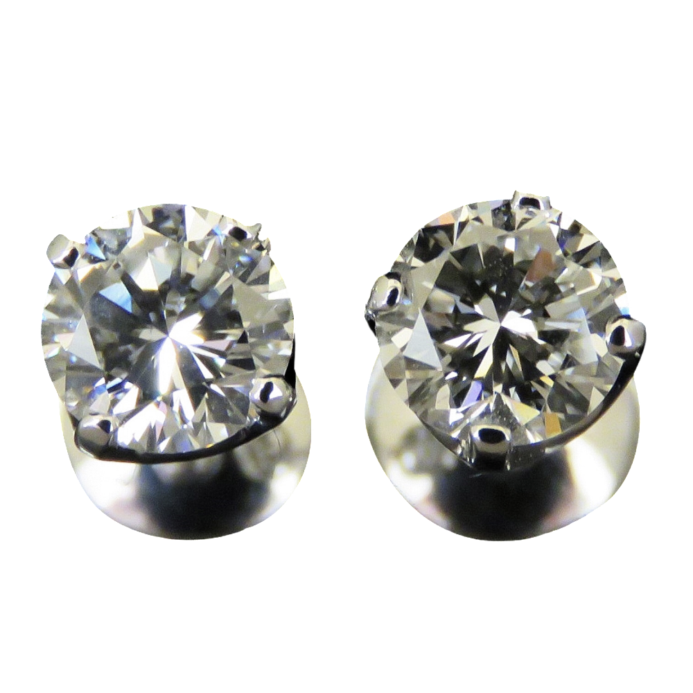 Puces d'oreilles Or gris 18k avec Diamants brillants 1.05 Cts et 1.04 Cts. F-VVS1-G-VVS2 Puces d'oreilles Or gris 18k avec Diamants brillants 1.05 Cts et 1.04 Cts. F-VVS1-G-VVS2