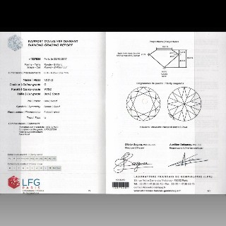 Solitaire en Or gris 18 Cts avec Diamant brillant 1.00 Cts G-VVS2 + 0.27 Cts.