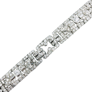 Bracelet Ruban Platine Art Déco avec 11 cts de diamants , vers 1925