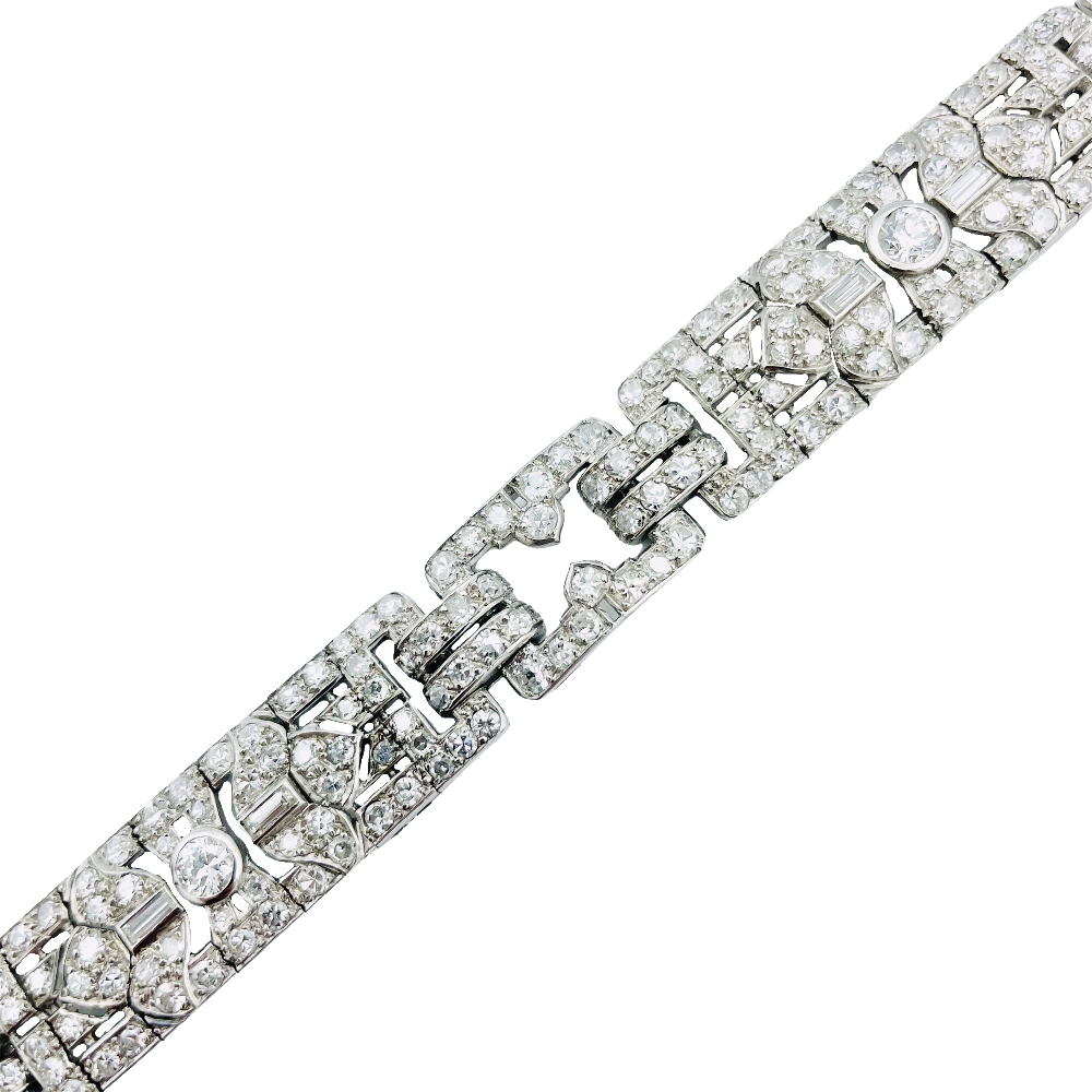 Bracelet Ruban Platine Art Déco avec 11 cts de diamants , vers 1925