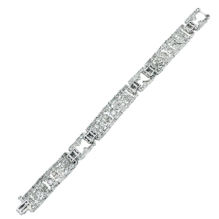 Bracelet Ruban Platine Art Déco avec 11 cts de diamants , vers 1925