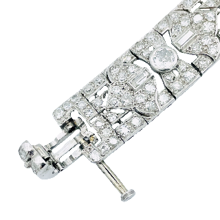 Bracelet Ruban Platine Art Déco avec 11 cts de diamants , vers 1925