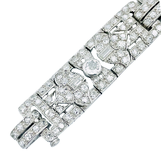 Bracelet Ruban Platine Art Déco avec 11 cts de diamants , vers 1925