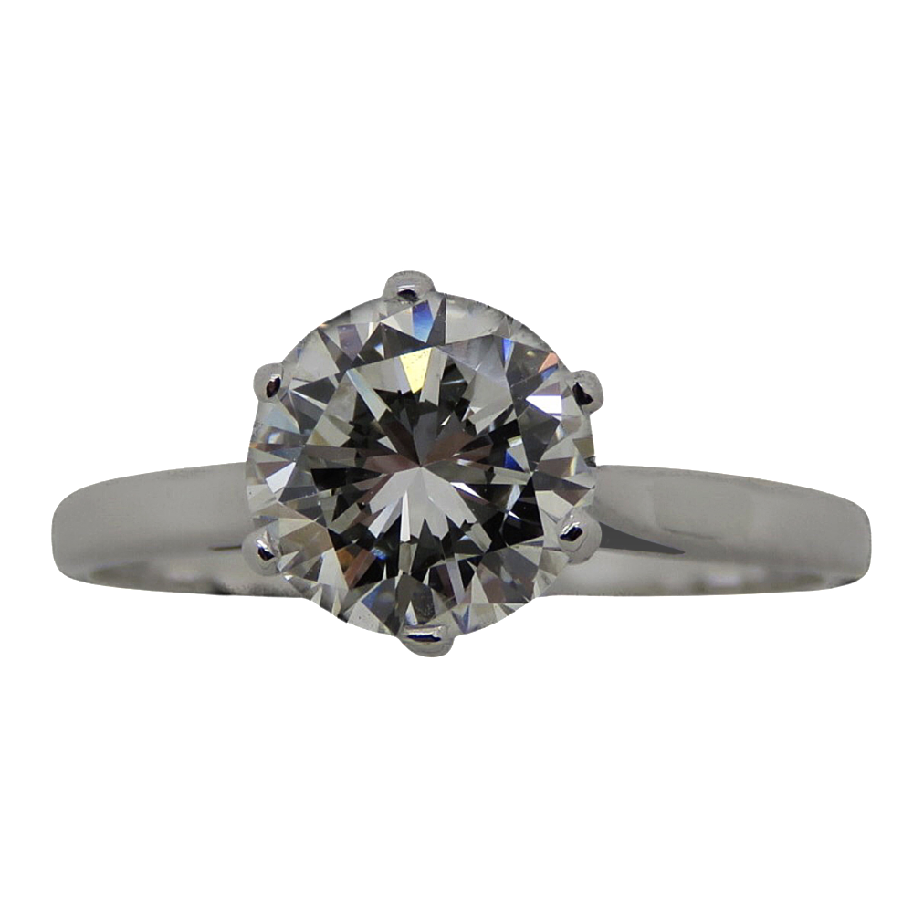 Solitaire Diamant brillant 1.66 Cts F-VS2 en Or gris 18 Cts  