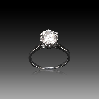 Solitaire Diamant brillant 1.66 Cts F-VS2 en Or gris 18 Cts  