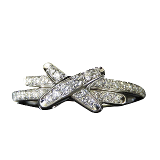 Bague Chaumet "Jeux de Liens" or gris 18k diamants de 2018. Taille 58 . Full set.