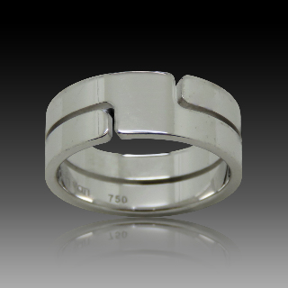 Bague Dinhvan en Or Gris 18 Cts modèle "Seventies" Taille 52.  