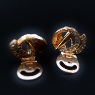 Boucles d'oreilles en or rose 18k avec Diamants Vers 1940. Boucles d'oreilles en or rose 18k avec Diamants Vers 1940.