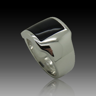 Bague Cartier Or gris 18k "Santos", Oeil de Faucon, Taille 65. vers 2000.