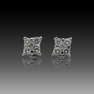 Boucles d'oreilles Diamants 0.80 Cts G-VS en Or Gris 18k