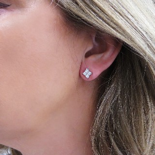 Boucles d'oreilles Diamants 0.80 Cts G-VS en Or Gris 18k