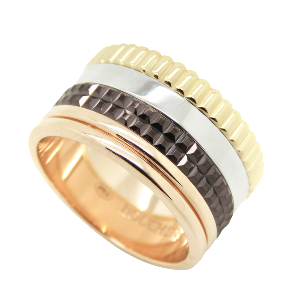 Bague Boucheron "Quatre classique large" vers 2012 en Or 18k Massif et Pvd Marron . Taille 53 .