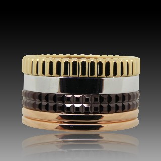 Bague Boucheron "Quatre" vers 2012 en Or rose 18k Massif et Pvd Marron . Taille 53 .