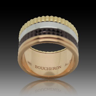 Bague Boucheron "Quatre" vers 2012 en Or rose 18k Massif et Pvd Marron . Taille 53 .