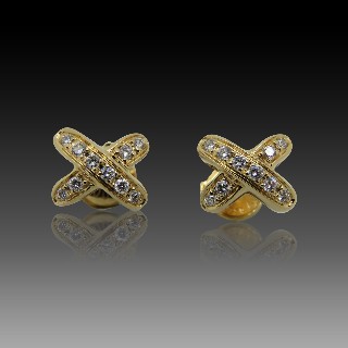 Boucles Oreilles  Chaumet "Jeu de Liens " or jaune 18k diamants vde 2009