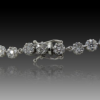 Parure Collier et Boucles Diamants brillants soit 14,02 Cts G-VS en Or gris 18k. 43 cm