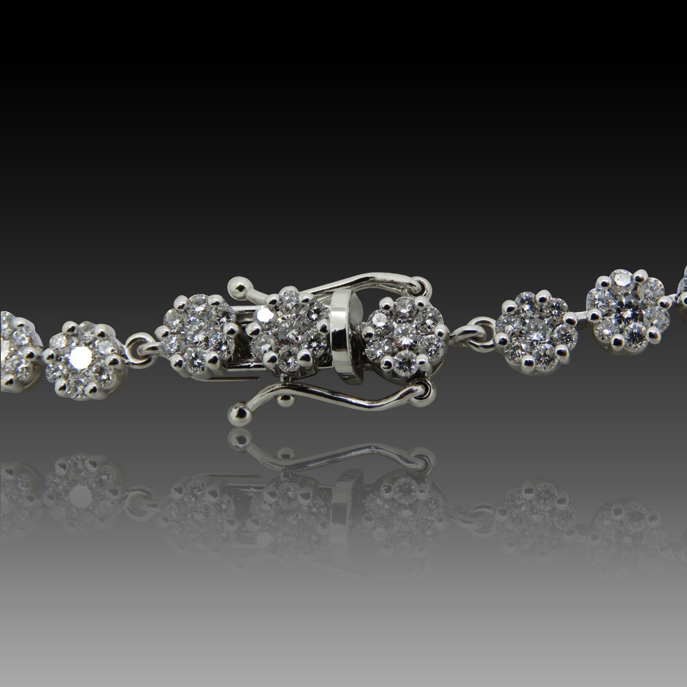 Parure De Bijoux En Or Blanc 18 Carats - Collier + Boucles D'oreilles Punto Luce Avec Zircons - Neuf Avec étiquettes - Italie