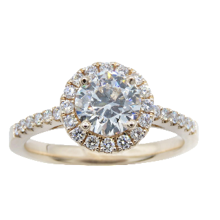 Solitaire en Or rose 18 Cts avec Diamant brillant 0.93 Cts H-VS1 + 0.28 Cts.