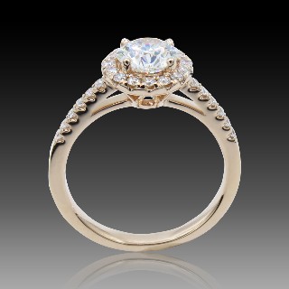 Solitaire en Or rose 18 Cts avec Diamant brillant 0.93 Cts H-VS1 + 0.28 Cts.