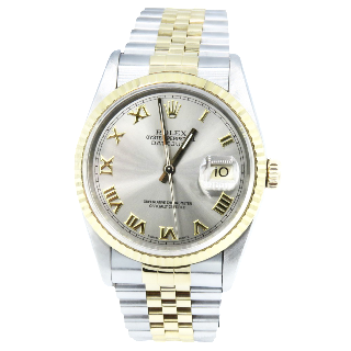 Montre Rolex Oyster Datejust Homme Or et Acier de 1991 . Cadran gris. Ref : 16233 .