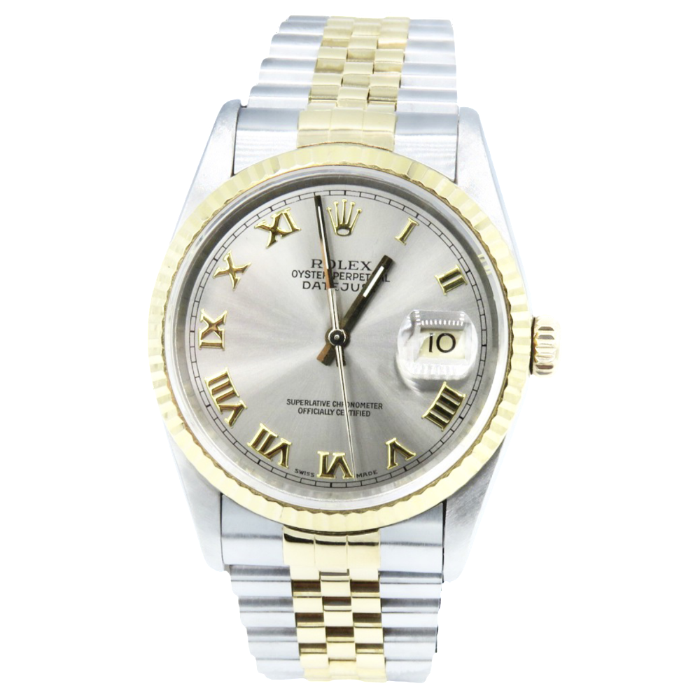 Montre Rolex Oyster Datejust Homme Or et Acier de 1991 . Cadran gris. Ref : 16233 .