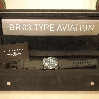 Montre Bell & Ross Acier BR-03 Type Aviation Carbon Quartz Boite et Papiers de 2009